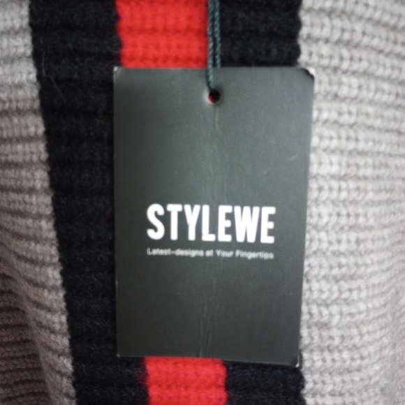 Stylewe NWT Color Block Boat Neck Dolman Batwing Sleeve Sweater Size Medium - Picture 10 of 12